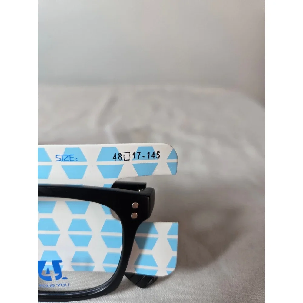 Four You US90 Black Square Eyeglass Frames 48-17-145 Sturdy New Eyewear
